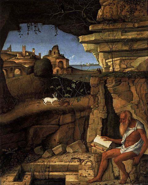 Giovanni Bellini St Jerome Reading in the Countryside Spain oil painting art